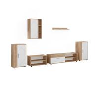 Vicco Meuble-paroi Berno, Chêne doré/Blanc, Lot de 6 pièces | Lot de 6 pièces, adapté au rangement d'appareils multimédias et d'accessoires