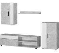 Vicco Meuble-paroi Berno, Lot de 4, Béton/Blanc