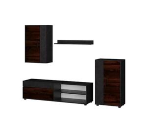 Vicco Meuble-paroi Berno, Marron, Lot de 4, Convient au Rangement des appareils multimédias et des Accessoires