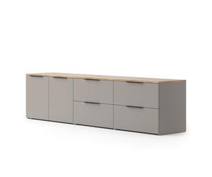 Vicco Meuble-paroi Wido, Grège, 3 Parties, combinable avec d'autres éléments de la série Wido