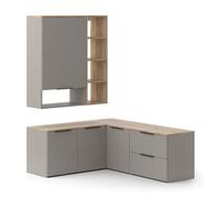 Vicco Meuble-paroi Wido, Grège, 5 Parties, combinable avec d'autres éléments de la série Wido