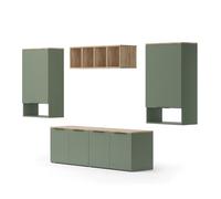 Vicco Meuble-paroi Wido, Vert, 5 Parties, combinable avec d'autres éléments de la série Wido