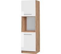 Vicco Meuble pour Four Fame-Line, Blanc Haute Brillance/Chêne de Force doré, 60 cm Ouvert