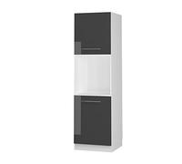 Meuble pour four Fame-Line, 60cm avec étagères ouvertes, Anthracite Haute brillance/Blanc, Vicco 38510