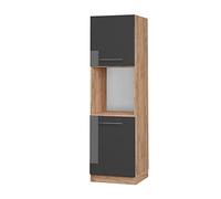 Vicco Meuble pour Four Fame-Line, Anthracite Haute Brillance/Chêne de Force doré, 60 cm Ouvert