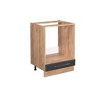 Vicco Meuble pour Four Fame-Line, Anthracite Haute Brillance/Chêne de Force doré, 60 cm sans Plan de Travail