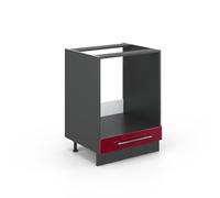 Vicco Meuble pour Four Fame-Line, Rouge Bordeaux Haute Brillance/Anthracite, 60 cm sans Plan de Travail