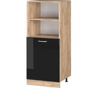 Vicco meuble pour four R-Line, 60 cm, Noir Haute brillance/Chêne de force doré