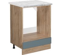 Vicco meuble pour four R-Line, 60 cm PT Marbre, Bleu-gris/Chêne de force doré