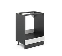 Vicco Meuble pour four "R-Line", Blanc campagne/Anthracite 60 cm | Façade en MDF · Sans plan de travail · Pieds réglables en hauteur · Librement combinable · Intégration facile