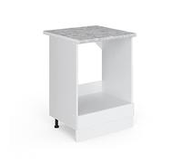 Vicco Meuble pour Four R-Line, Blanc Haute Brillance/Blanc, 60 cm, PT Marbre