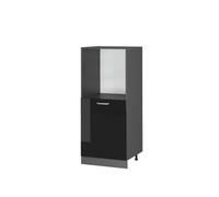 Vicco Meuble pour Four R-Line, Noir Haute Brillance, 60cm | Niche pour four à hauteur confortable · 2 Tablettes · Pieds réglables en hauteur · 1 Porte · Intégration facile