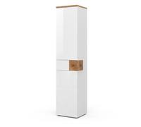 Vicco Meuble Salle de Bain Eden, Blanc Haute Brillance, 40x184.2cm | 1 Tiroir · 2 Portes · Pour serviettes & accessoires · Intérieur spacieux · Forme peu encombrante