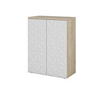 Vicco Meuble Salle de Bain Edge, Blanc, 60x79.5cm avec 2 Portes et 3 Compartiments, pour Le Rangement dans la Salle de Bain avec mécanisme Push-to-Open