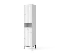 Vicco Meuble Salle de Bain Eliza, Blanc cannelé, 40x190cm avec 2 Portes, pour Le Rangement des Accessoires de Salle de Bain et Compatible avec la Gamme Eliza