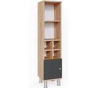 Vicco Meuble de Rangement de Salle de Bain Fynn, Anthracite/Chêne de Force doré, 30 x 130.6 cm Petite Porte