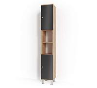 Vicco Meuble Salle de Bain Fynn, Chêne, 30x190cm, pour Le Rangement des Accessoires de Salle de Bain et des Serviettes