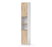Vicco Meuble Salle de Bain Henri, Blanc, 30x165cm avec Portes, et Compartiments Ouverts, pour Installation sous lavabo avec découpe pour Siphon