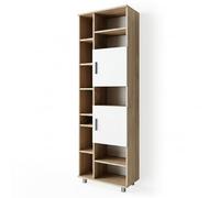 Vicco Meuble Salle de Bain Ilias, Blanc/Sonoma, 60x190cm, avec Compartiments modulables pour Un Rangement organisé