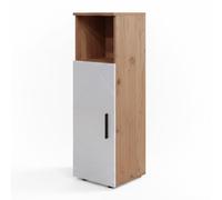 Vicco Meuble Salle de Bain Irma, Blanc Brillant/Chêne doré, 30x95cm, pour Le Rangement des Accessoires de Salle de Bain et Compatible avec Irma
