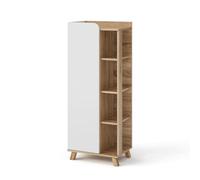 Vicco Meuble Salle de Bain Karen, Sonoma/Blanc, 50x128cm avec Porte et Compartiments Ouverts, pour Le Rangement des Accessoires de Salle de Bain et des Serviettes