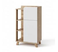 Vicco Meuble Salle de Bain Karen, Sonoma/Blanc, 50x90cm avec Porte et tiroir, Convient pour Le Rangement des Accessoires de Salle de Bain et des Serviettes