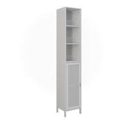 Vicco Meuble Salle de Bain Liora, Blanc, 30x170cm | 1 Porte · 5 compartiments · Rangement ouvert & fermé · Pour serviettes & accessoires