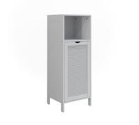 Vicco Meuble Salle de Bain Liora, Blanc, 36x98cm avec Panier à Linge, pour Le Rangement des Accessoires de Salle de Bain et des Serviettes