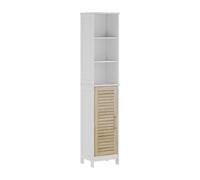 Vicco Meuble Salle de Bain Looma, Blanc/chêne, 35x173cm avec 6 Compartiments, utilisable comme Armoire de Rangement sur Machine à Laver ou Toilettes