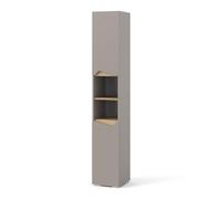 Vicco Meuble Salle de Bain Marelle, Greige/Artisan, 30x180cm avec Portes, et Compartiments Ouverts, pour Le Rangement des Accessoires de Salle de Bain et des Serviettes