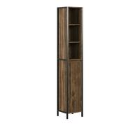 Vicco Meuble Salle de Bain Naola, Chêne/Noir, 30x167.5cm avec 3 Compartiments Ouverts et 3 Compartiments fermés
