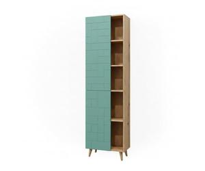 Vicco Meuble Salle de Bain Rudi, Vert Menthe, 56x193cm avec Portes, et Compartiments Ouverts, avec mécanisme Push-to-Open et Conception modulaire combinable