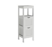 Vicco Meuble Salle de Bain Vilda, Blanc, 30x89cm | avec 2 tiroirs, pour le rangement des accessoires de salle de bain et des produits de soin