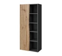 Vicco Meuble Salle de Bain Willow, Chêne Artisan/Anthracite, 56x130cm avec 5 Compartiments Ouverts, adapté au Montage Mural et à différentes Tailles de Salle de Bain