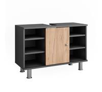 Vicco Meuble sous lavabo Fynn, Anthracite/chêne doré, 80x54cm, pour Le Rangement dans la Salle de Bain avec découpe pour Siphon