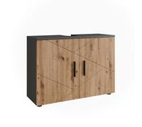 Vicco Meuble sous lavabo Irma, Anthracite/Artisan, 80x59cm avec 2 Portes