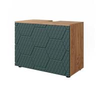 Vicco Meuble sous lavabo Irma, Vert, 80x58.6cm avec 2 tiroirs, Convient aux lavabos avec découpe pour Siphon