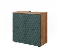 Meuble sous lavabo Irma, 60x59cm, Vert/Chêne de force doré, Vicco 42847