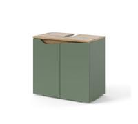 Vicco Meuble sous lavabo Marelle, Vert/Artisan, 60x57.5cm avec 2 Portes, avec découpe pour Siphon pour Installation sous Le lavabo