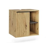 Vicco Meuble sous lavabo Viola, Artisan/Gris, 60x60cm avec des étagères Ouvertes, Convient pour Une Installation sous des lavabos Standards