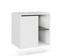 Vicco Meuble sous lavabo Viola, Blanc/Gris, 60x60cm avec des étagères Ouvertes