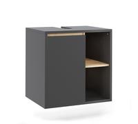 Vicco Meuble sous lavabo Viola, Gris/Artisan, 60x60cm avec étagères Ouvertes, Convient pour Une Installation sous des lavabos Standards