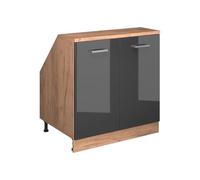 Vicco Meuble sous Pente R-Line, Anthracite Haute Brillance, 80cm 2 Portes, 60 cm de Profondeur, pour Une Combinaison Libre au Sein de systèmes de Cuisine modulaires