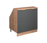 Vicco Meuble sous Pente R-Line, Anthracite-Or, 80cm 2 Portes, 60 cm de Profondeur, pour Une Combinaison Libre au Sein de systèmes de Cuisine modulaires