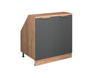 Vicco Meuble sous Pente R-Line, Anthracite-Or, 80cm 2 Portes, 60 cm de Profondeur, pour Une Combinaison Libre au Sein de systèmes de Cuisine modulaires