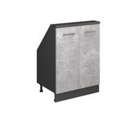 Vicco Meuble sous Pente R-Line, Béton/Anthracite, 60cm avec 2 Portes