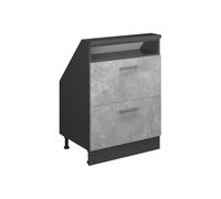 Vicco Meuble sous Pente R-Line, Béton/Anthracite, 60cm avec 2 tiroirs