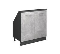 Vicco Meuble sous Pente R-Line, Béton/Anthracite, 80cm avec 2 Portes