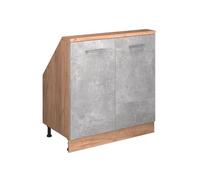 Vicco Meuble sous Pente R-Line, Béton/Force d'or Chêne, 80cm avec 2 Portes