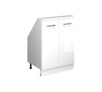 Vicco Meuble sous Pente R-Line, Blanc Brillant/Blanc, 60cm avec 2 Portes
